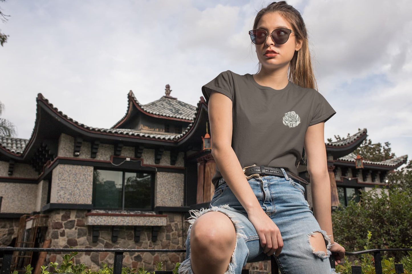 Women's Charcoal Grey Round Neck T-shirt