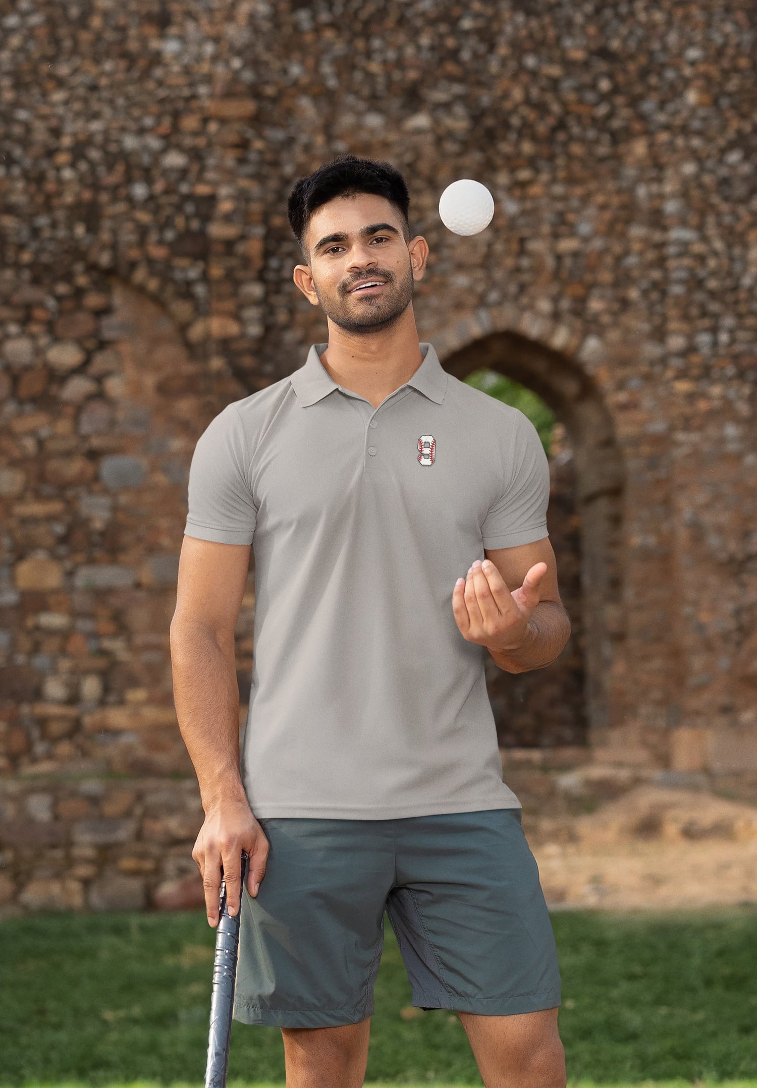 MENS MELANGE GREY POLO T-SHIRT