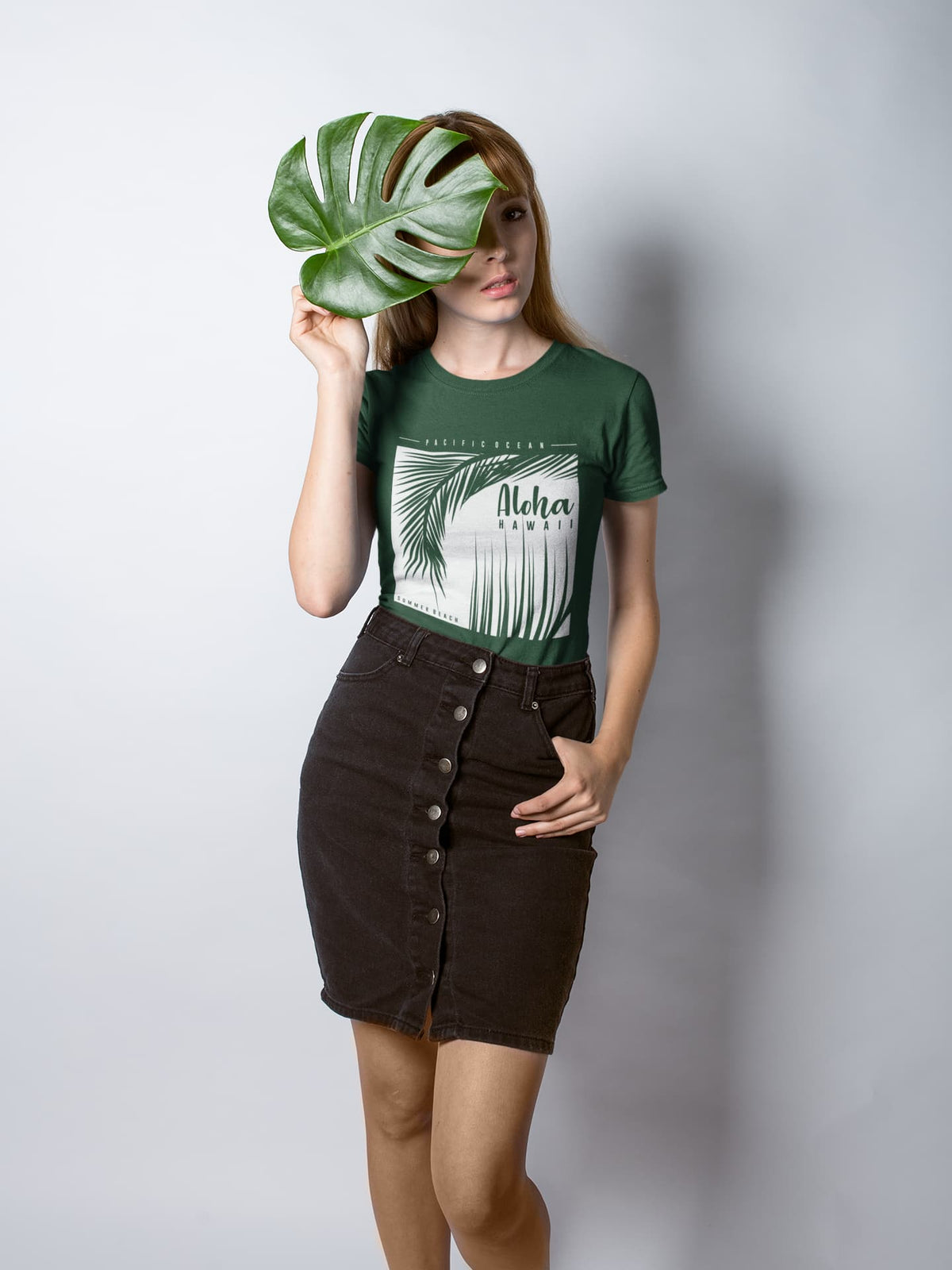 Women's Olive Green Round Neck T-shirt