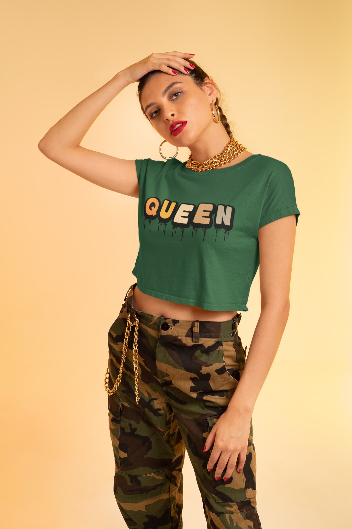 Women's Olive Green Crop Tops