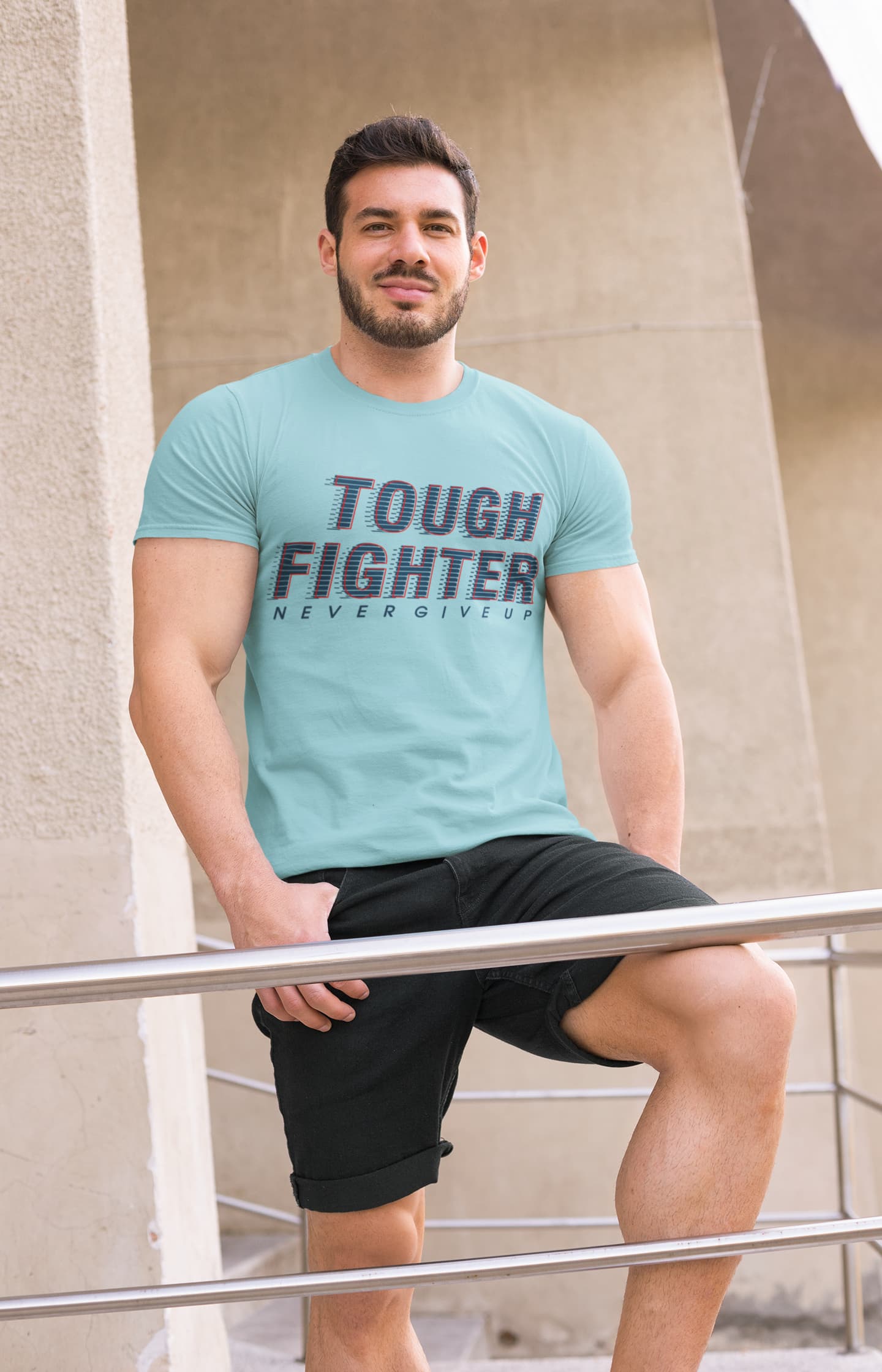 Men's Surf Blue Round Neck T-shirts