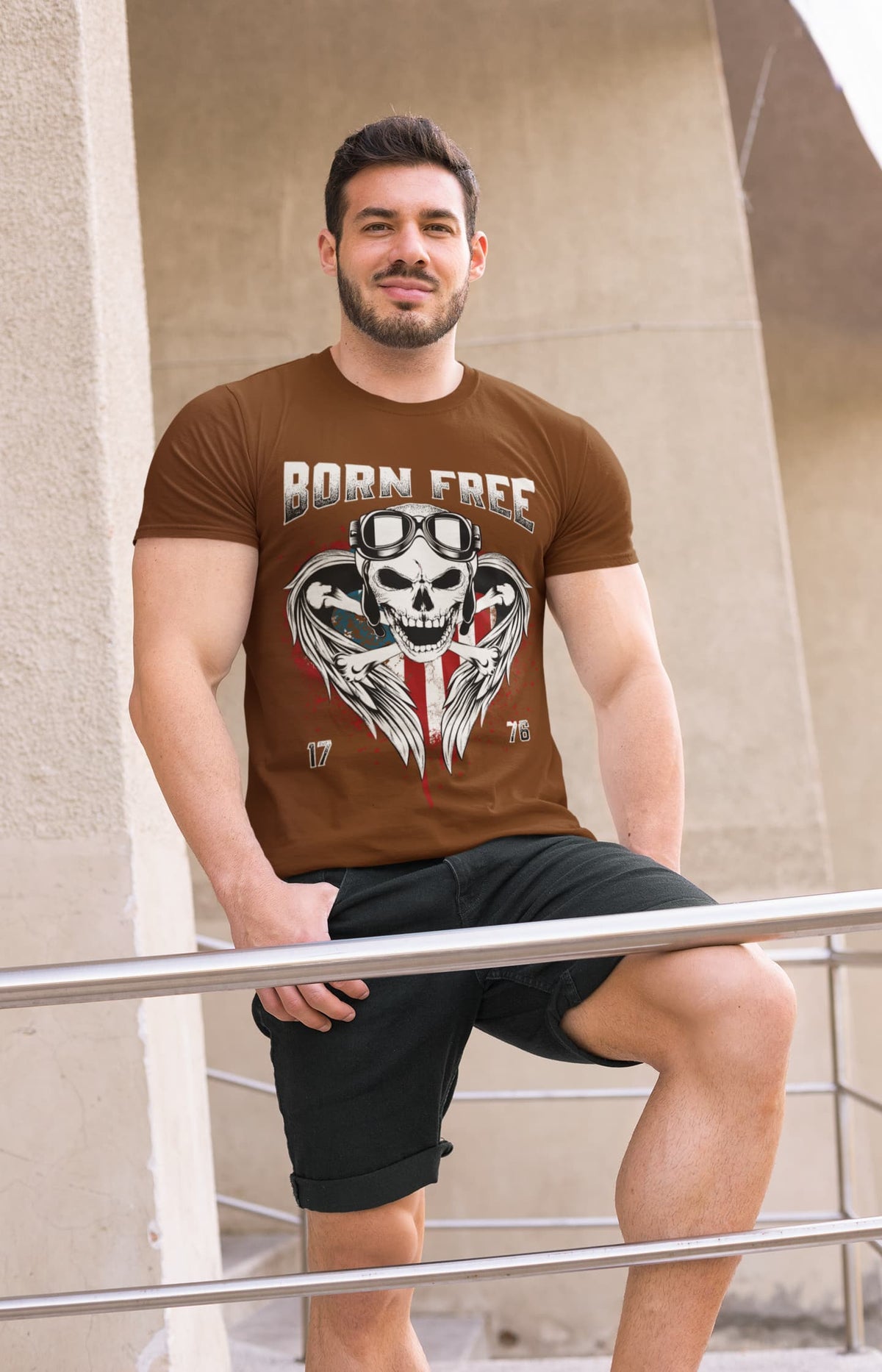 Men's Coffee Brown Men's Round Neck T-shirts