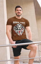 Men's Coffee Brown Men's Round Neck T-shirts