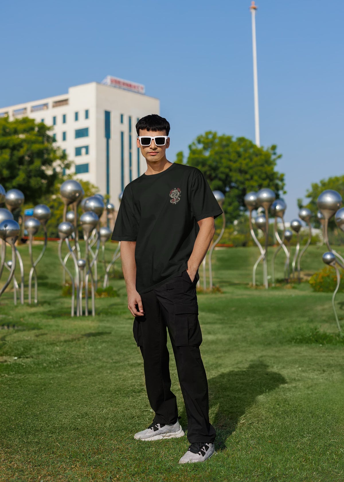 Men's Bottle Green Oversized Round Neck T-shirts