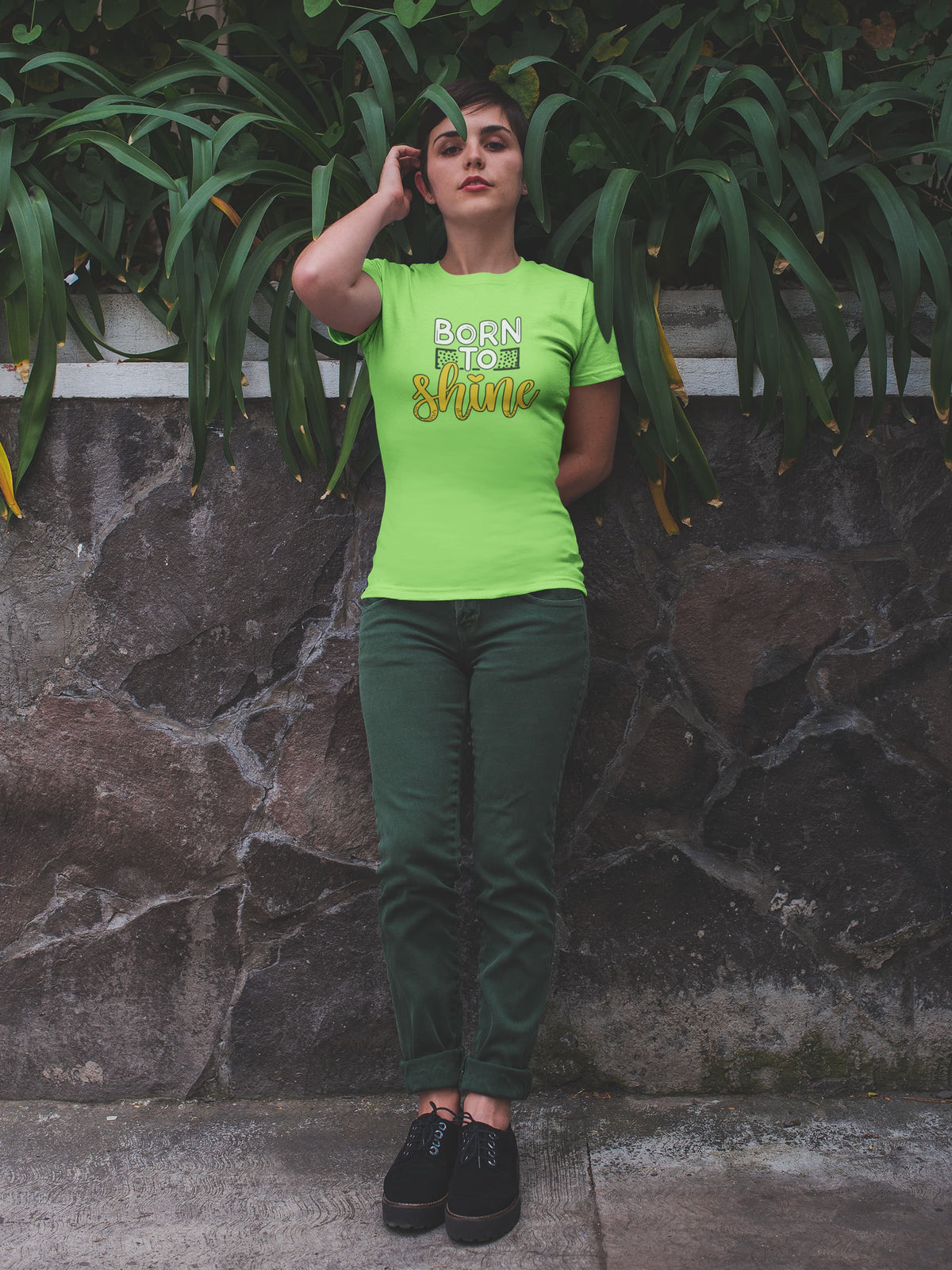 Karavirs® Luminous Liril Green graphic tee for women India