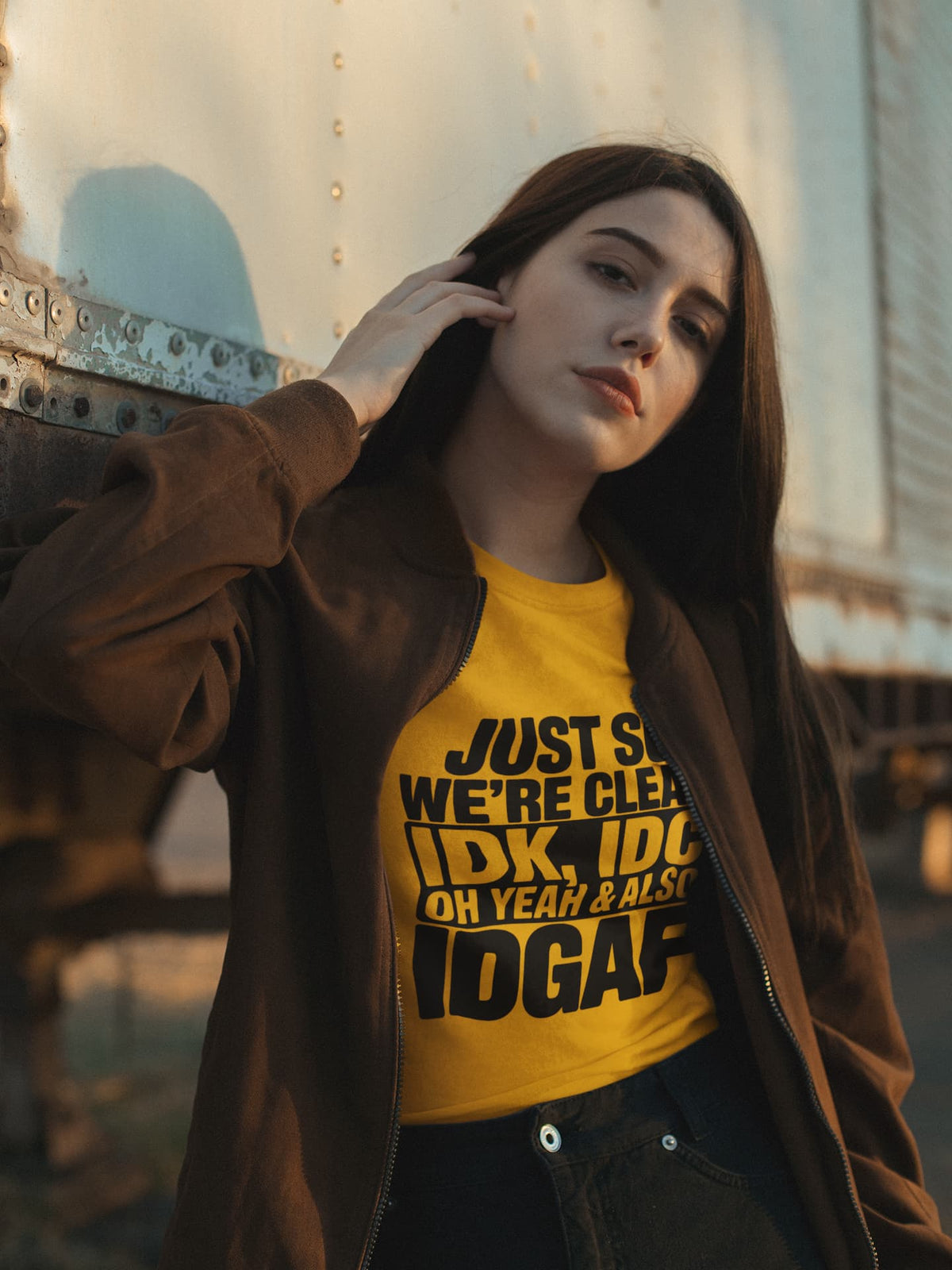 Women's Golden Yellow Round Neck T-shirts
