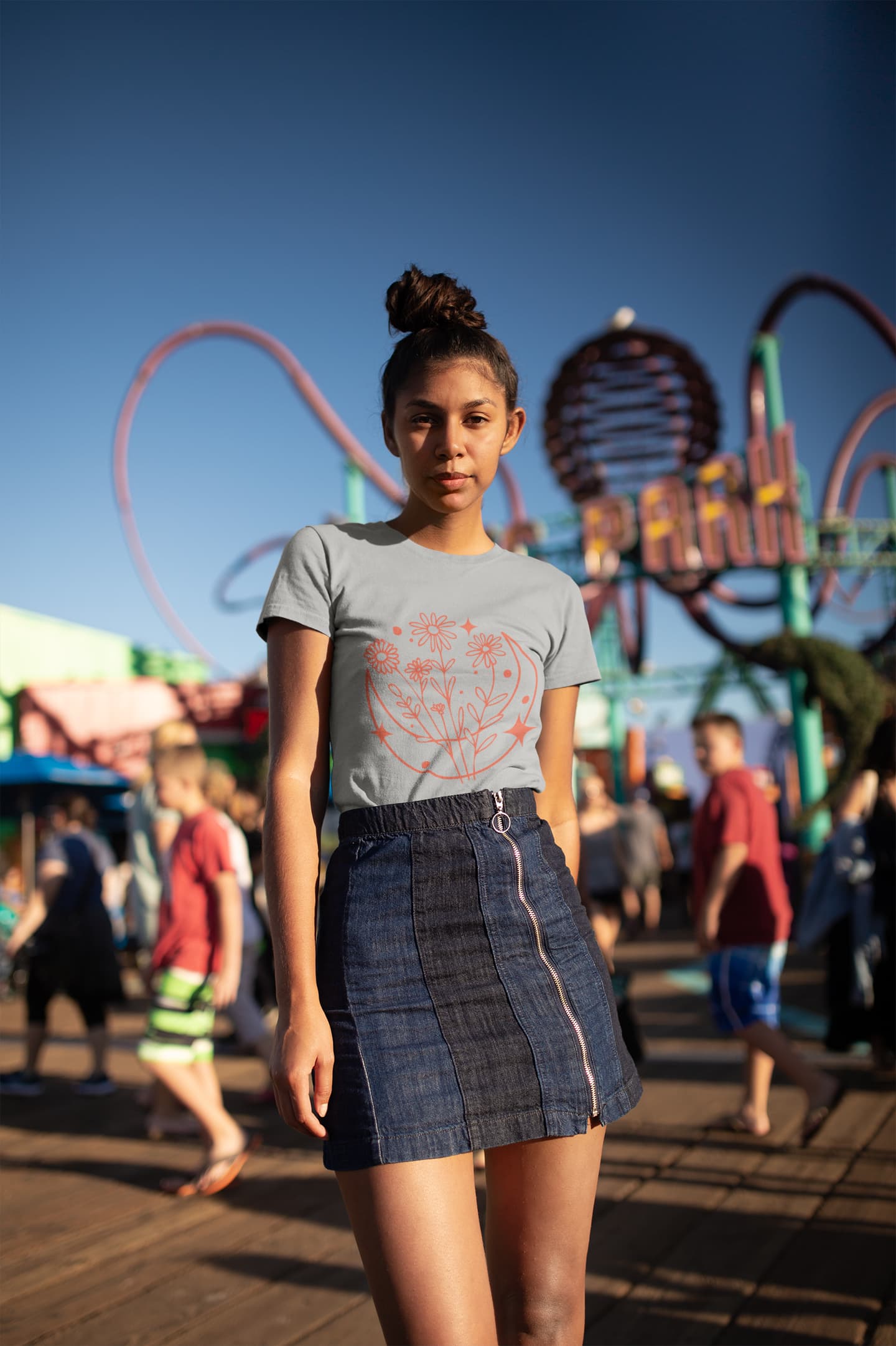Women's Melange Grey Round Neck T-shirts