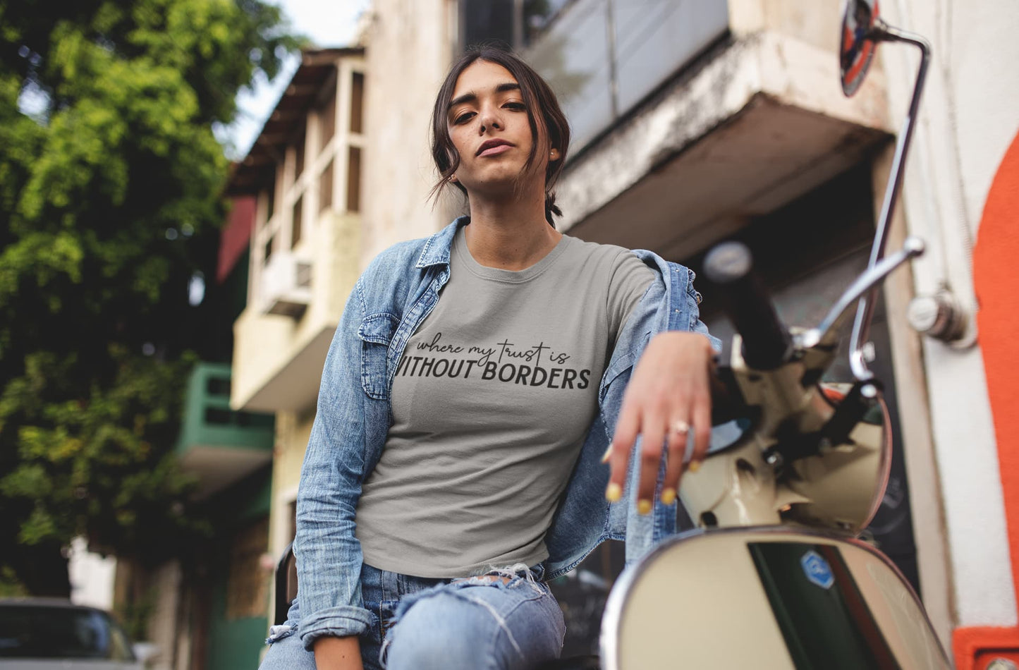Women's Melange Grey Round Neck T-shirts