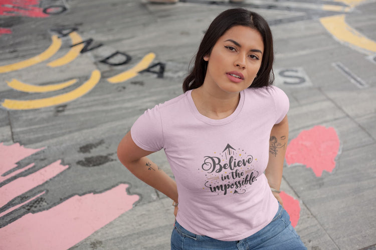 WOMENS LIGHT PINK ROUNDNECK T-SHIRT