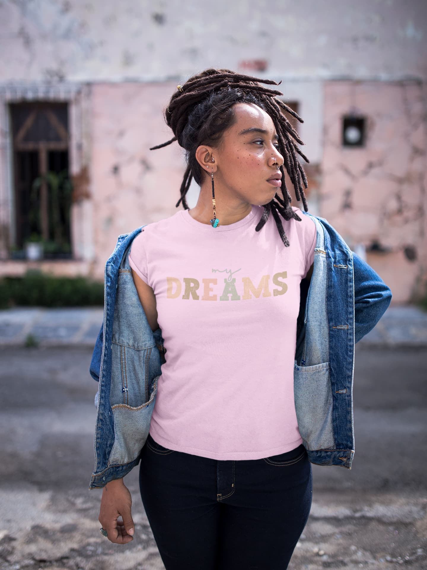 Women's Light Pink Round Neck T-shirts