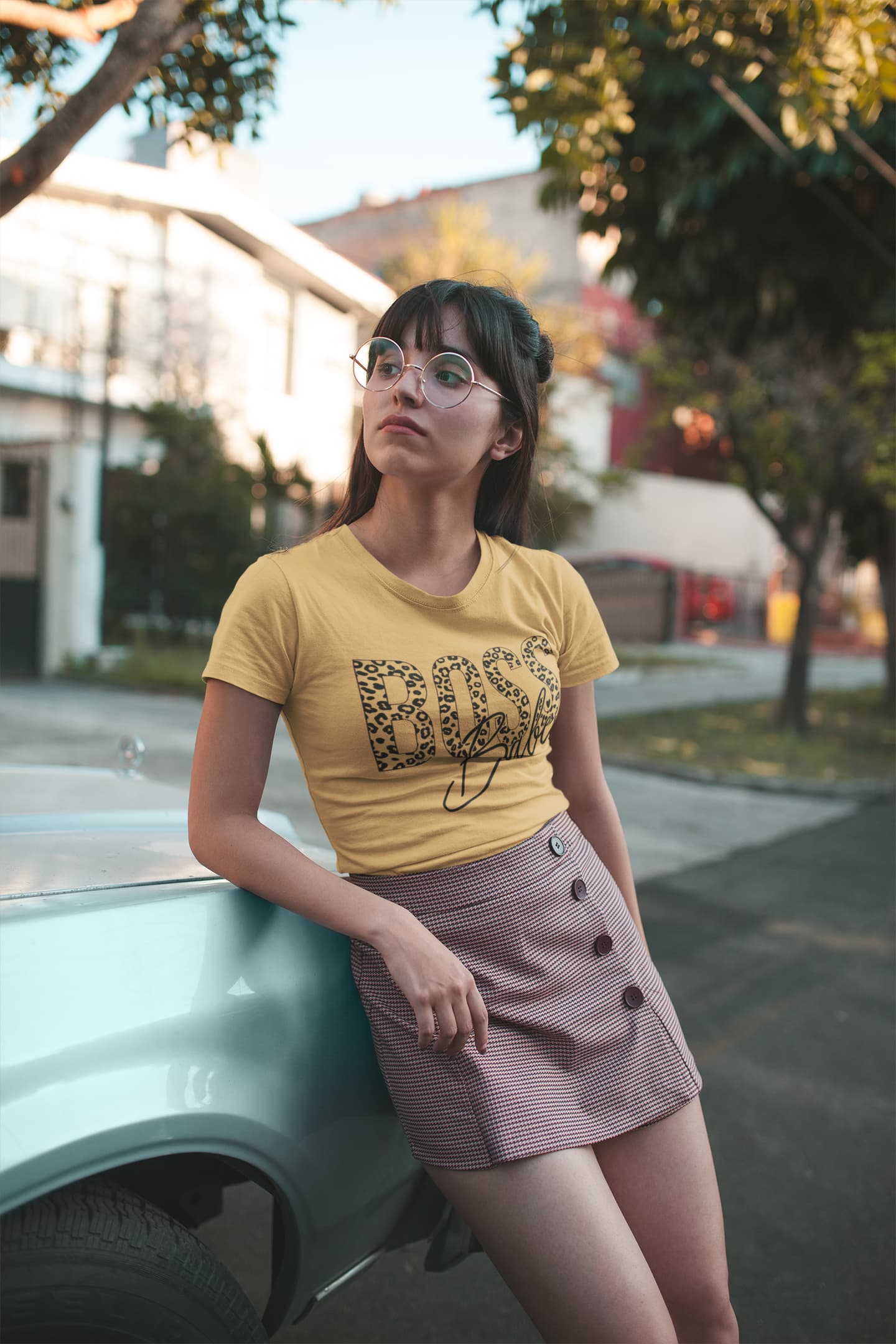 Women's Mustard Yellow Round Neck T-shirts