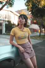 Women's Mustard Yellow Round Neck T-shirts