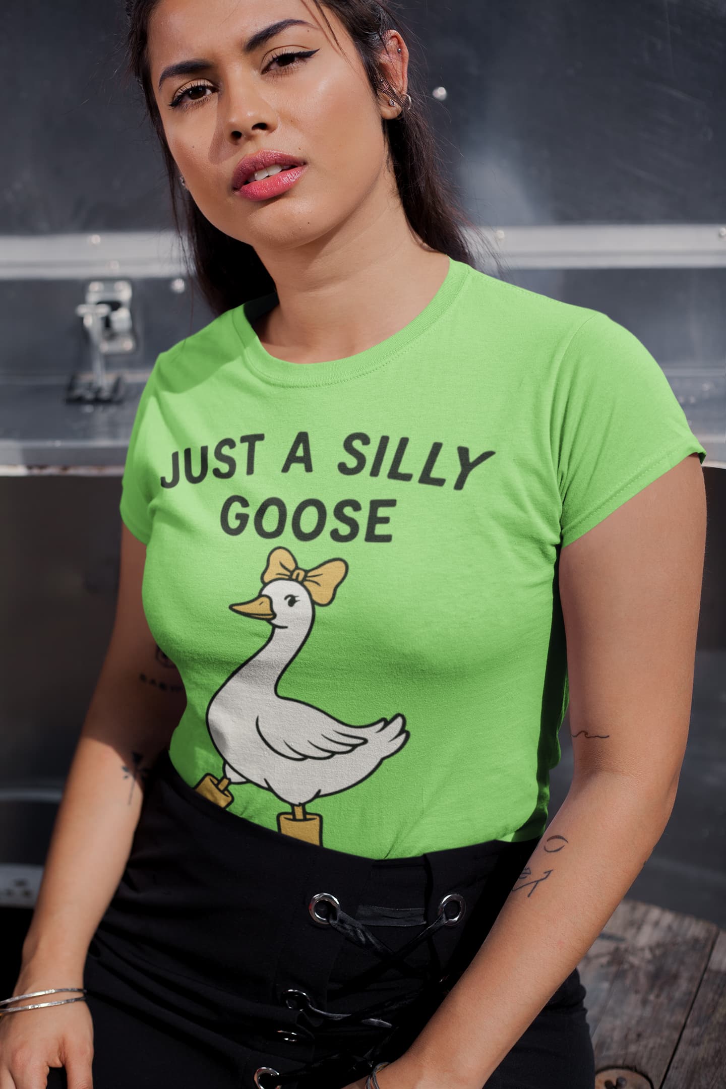 Women's Liril Green Round Neck T-shirts
