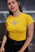 Women's Golden Yellow Round Neck T-shirts
