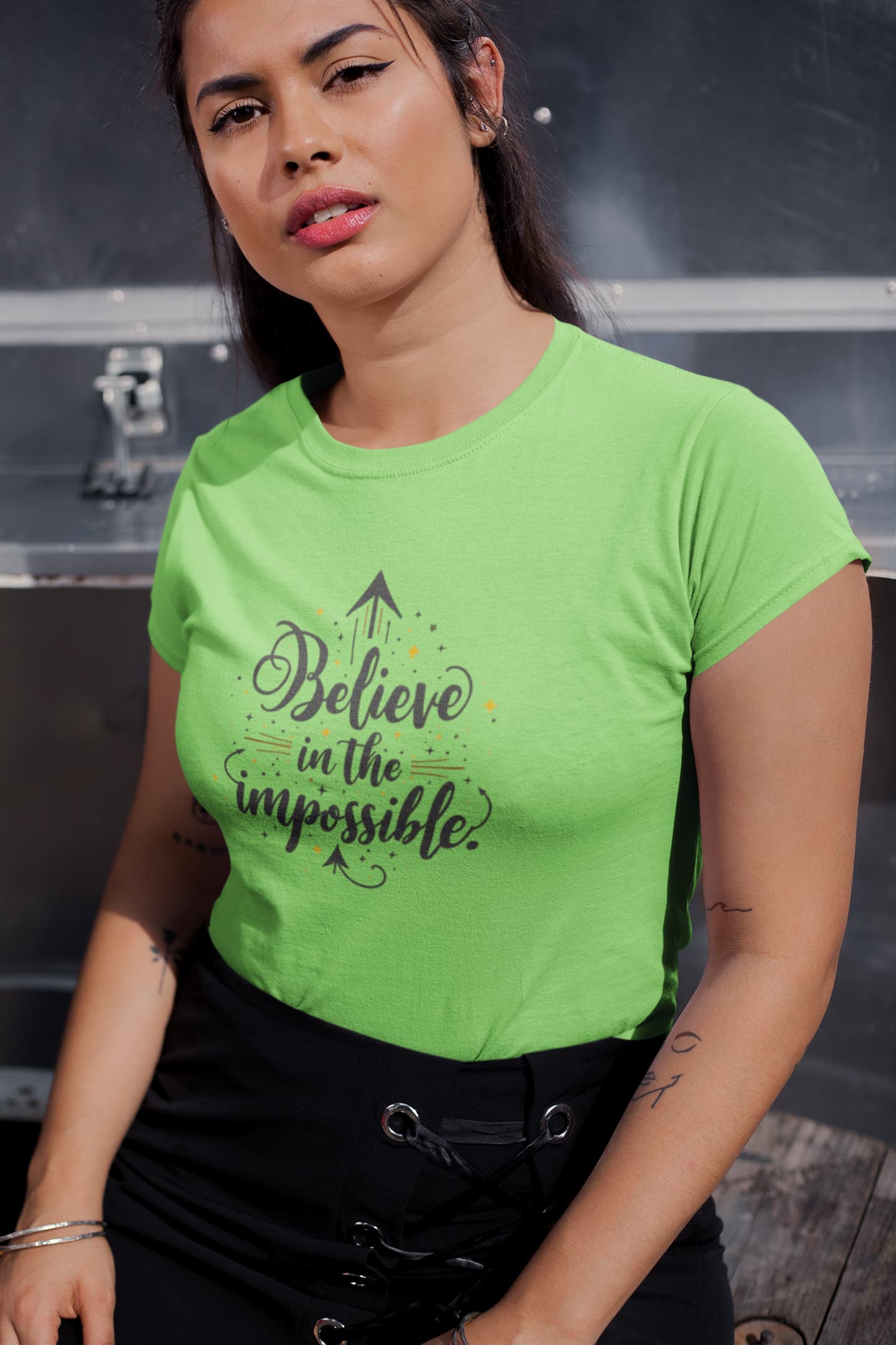 WOMENS LIRIL GREEN ROUNDNECK T-SHIRT