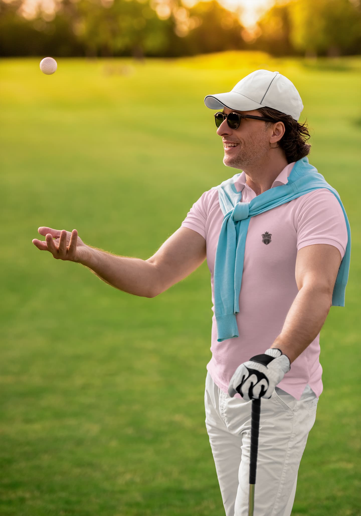 Men's Light Pink Polo T-shirts