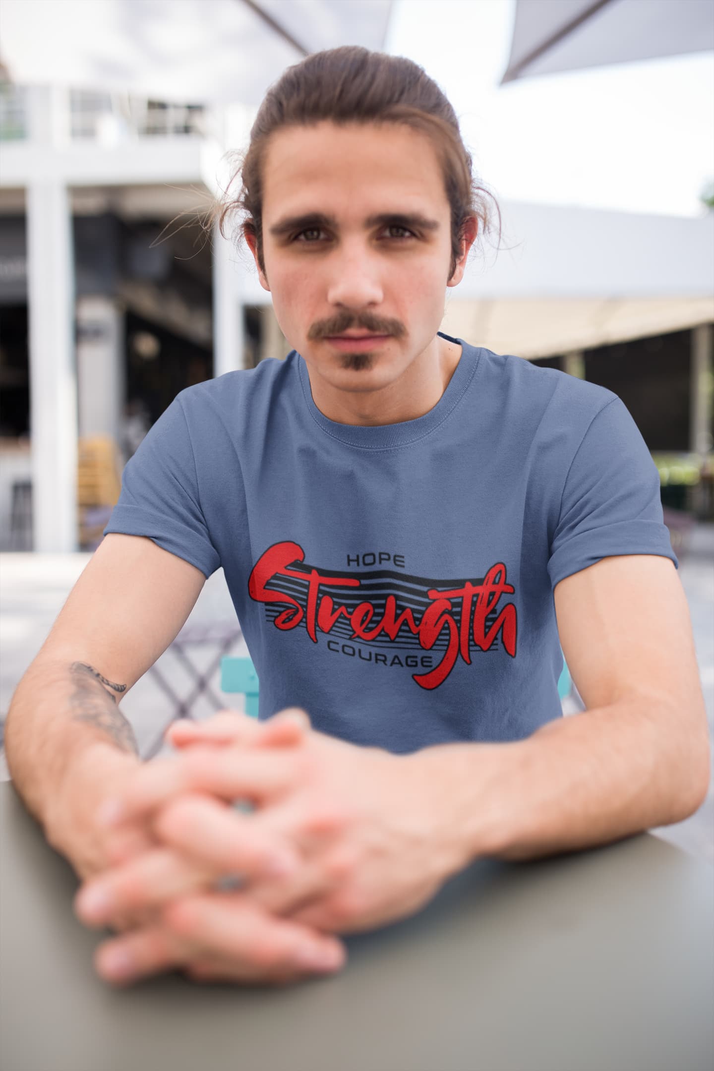 MENS SMOKE BLUE ROUNDNECK T-SHIRT