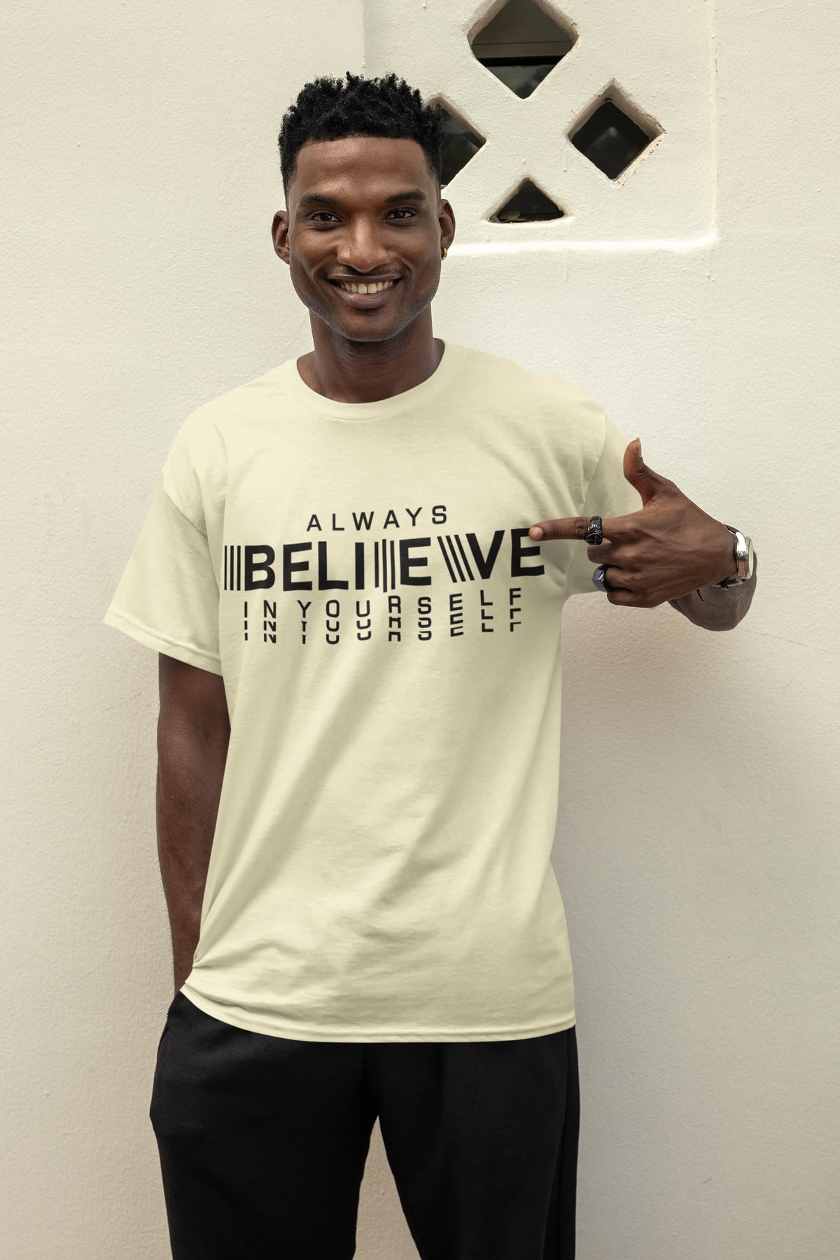 Men's Almond Round Neck T-shirts