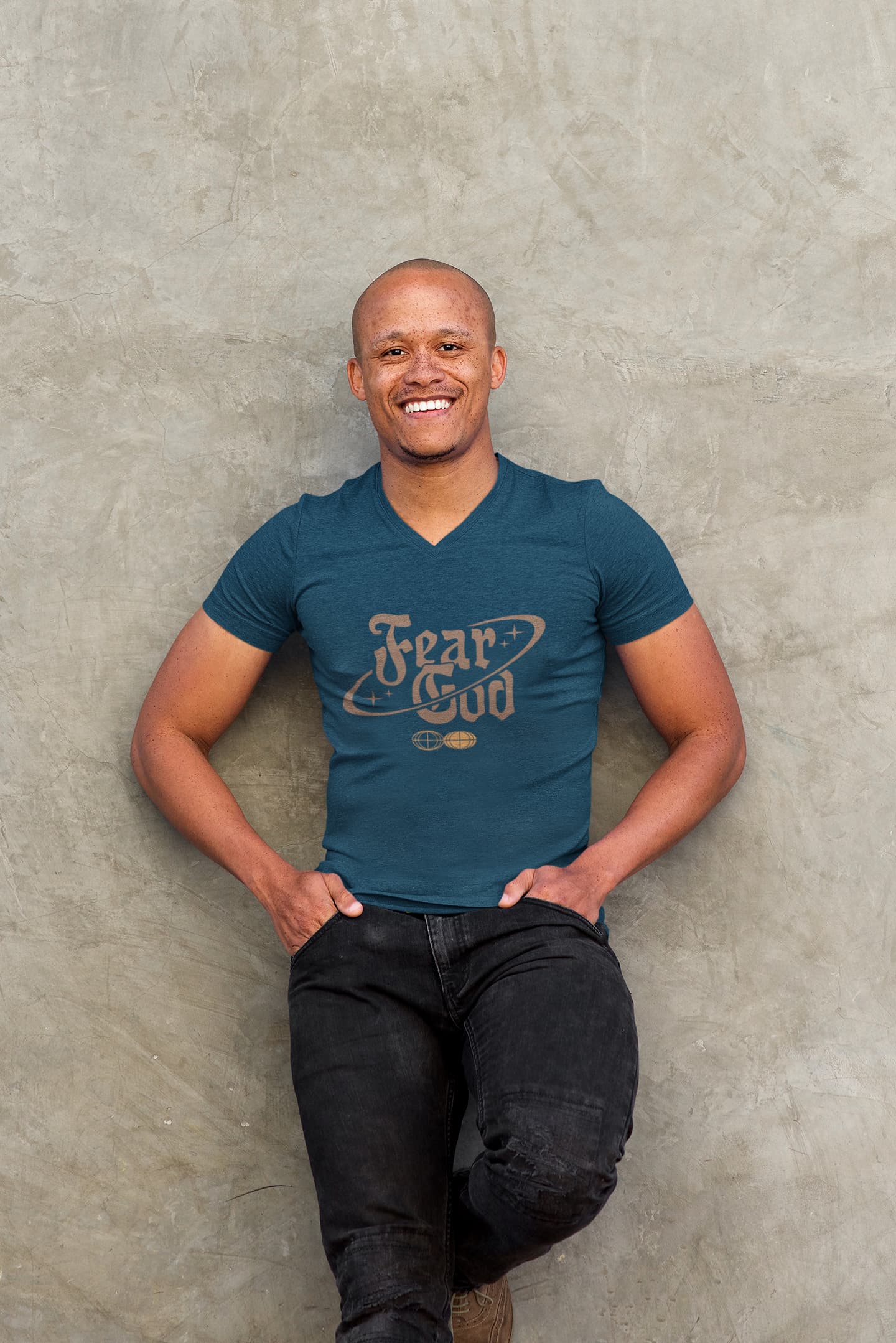MENS NAVY BLUE VNECK T-SHIRT 