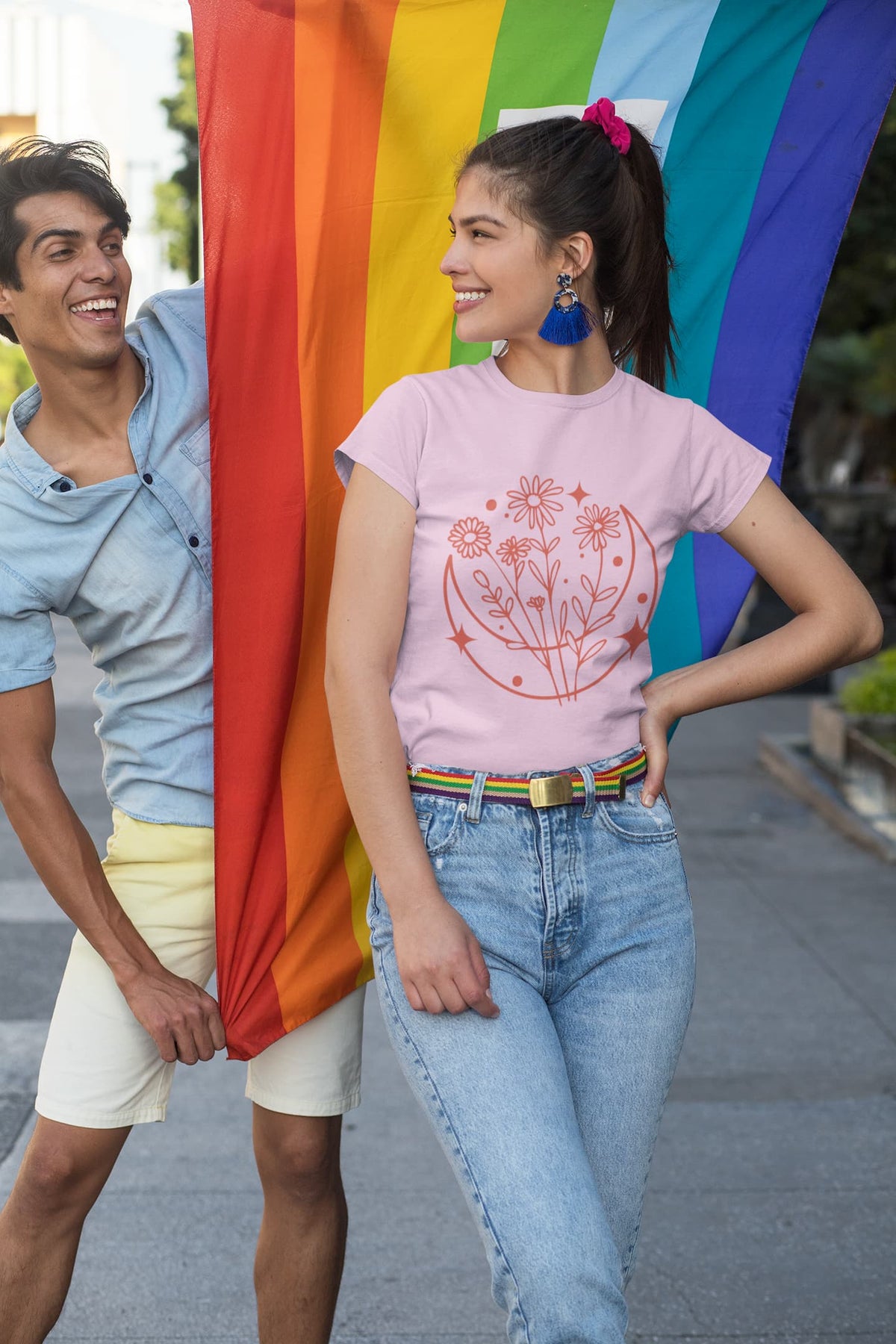 Women's Light Pink Round Neck T-shirts