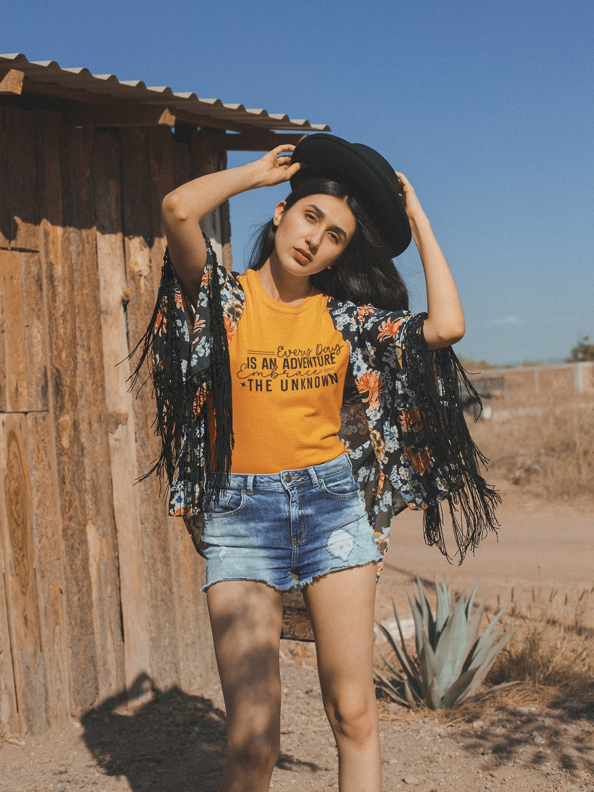 Women's Orange Round Neck T-shirts