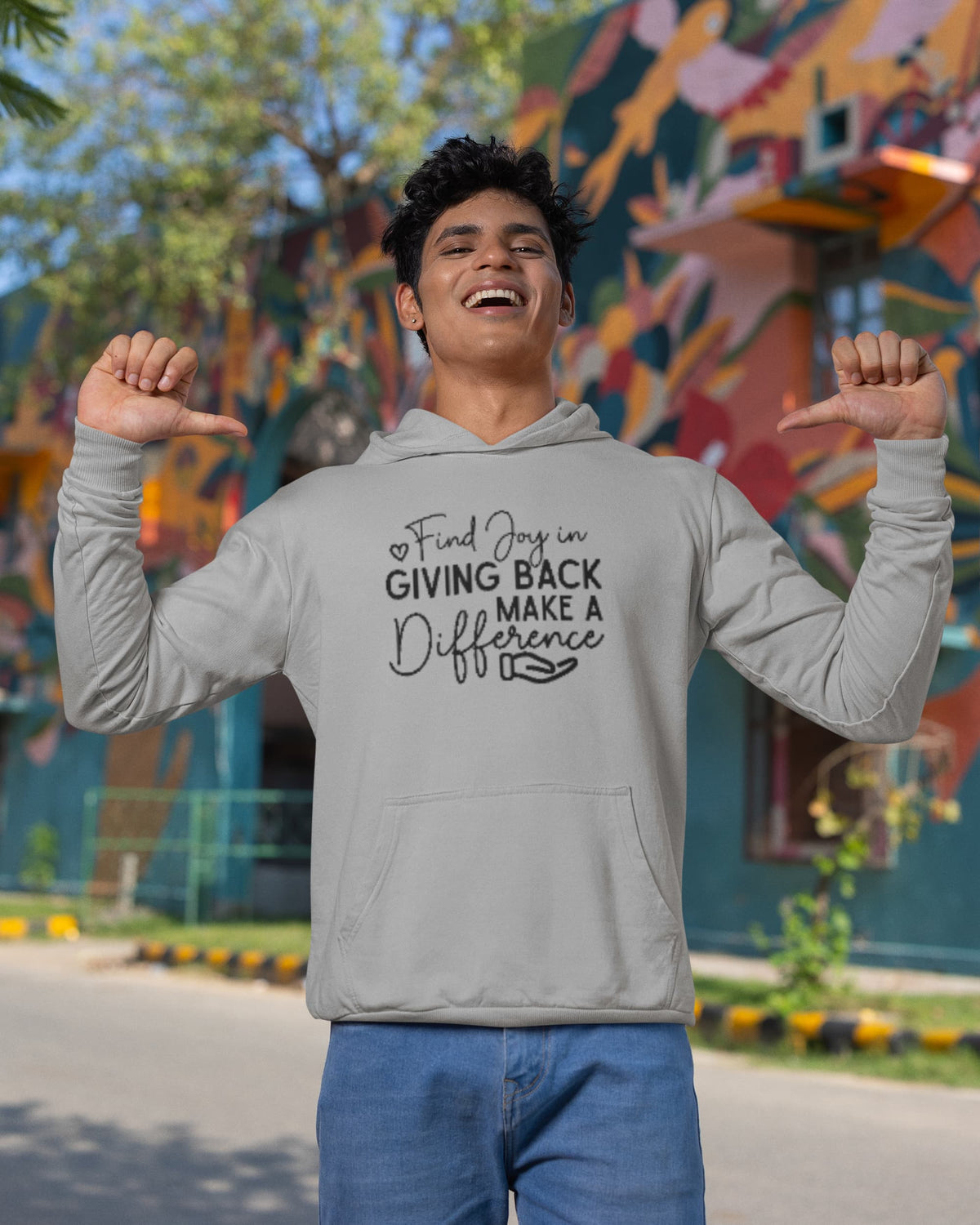 Karavirs® Generosity Melange Grey oversized hoodie for men India