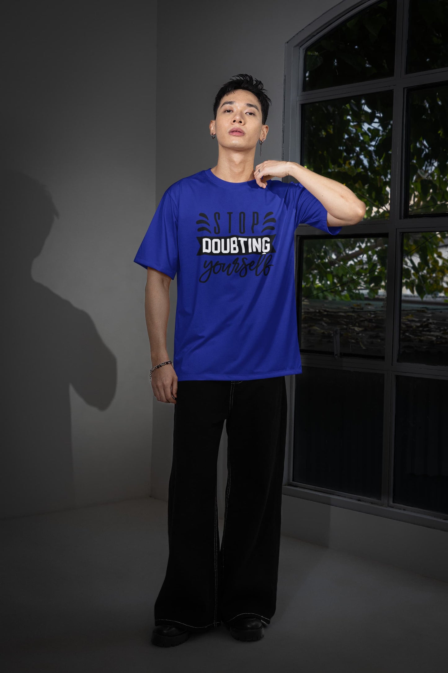 MENS ROYAL BLUE OVERSIZED ROUNDNECK T-SHIRT