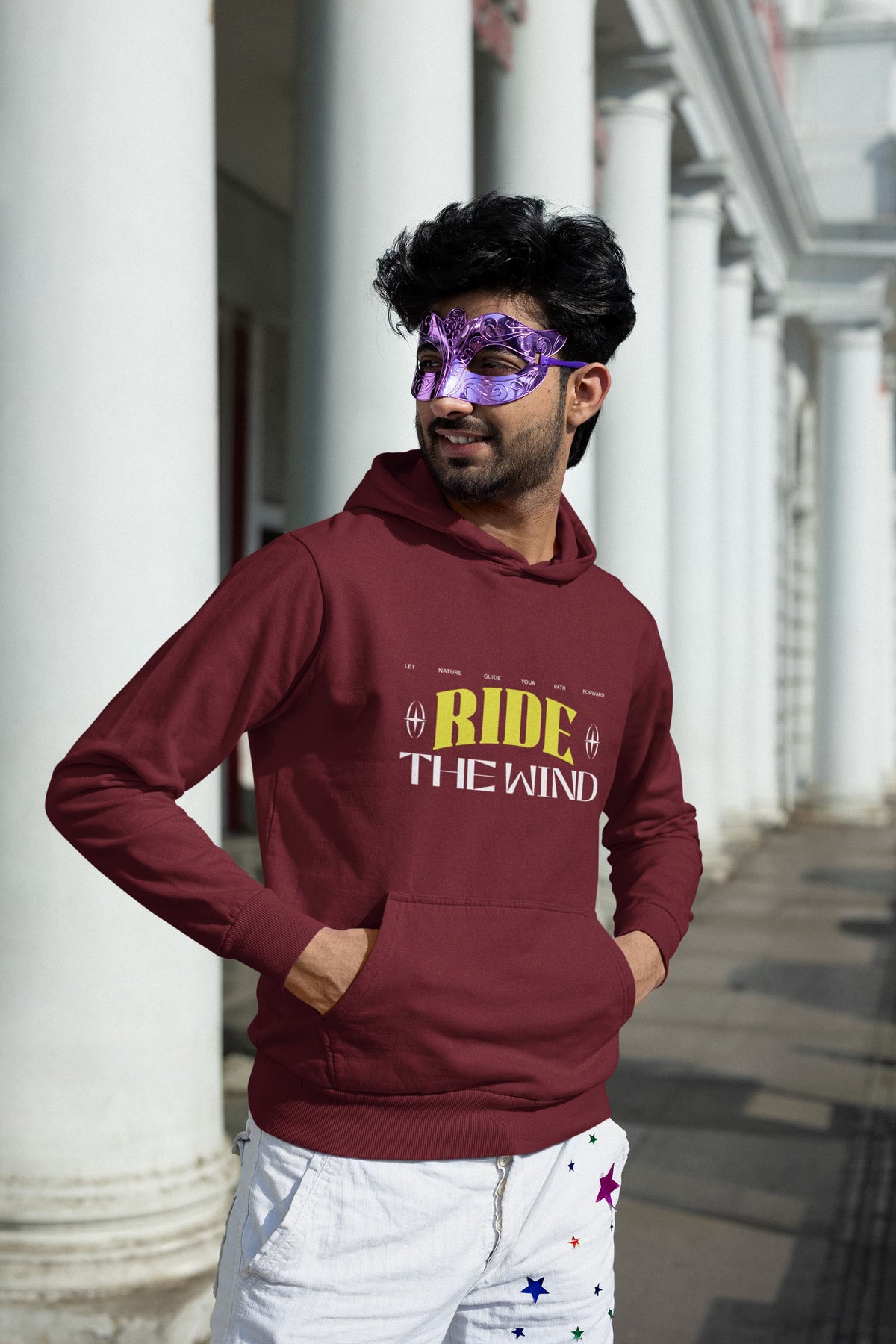 Karavirs® Floret Maroon oversized hoodie for men India