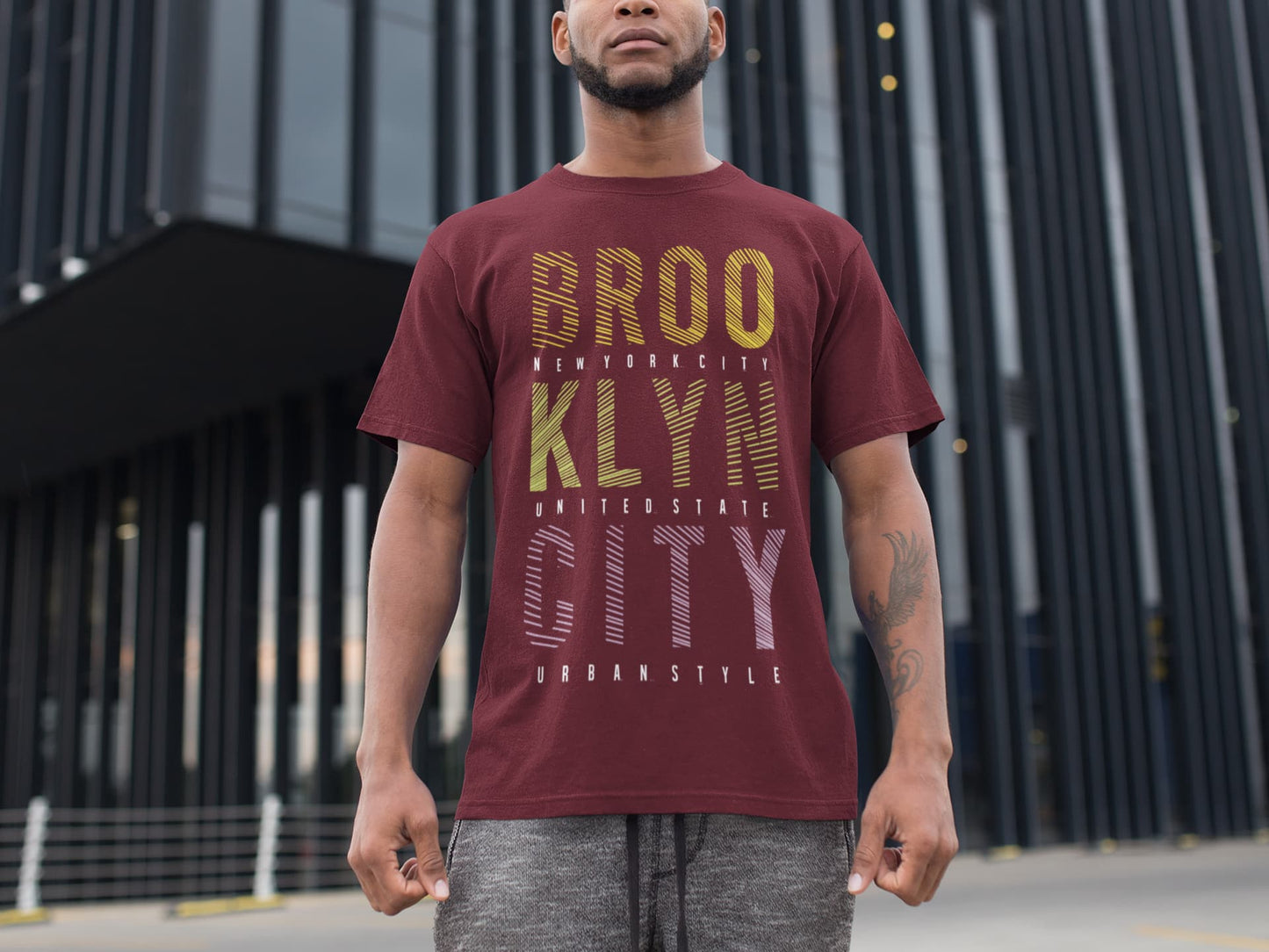 Men's Maroon Round Neck T-shirts