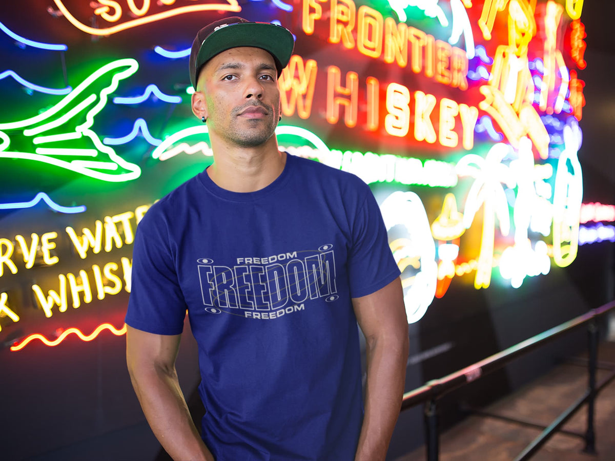 Karavirs® Freedom Royal Blue graphic tee for men India