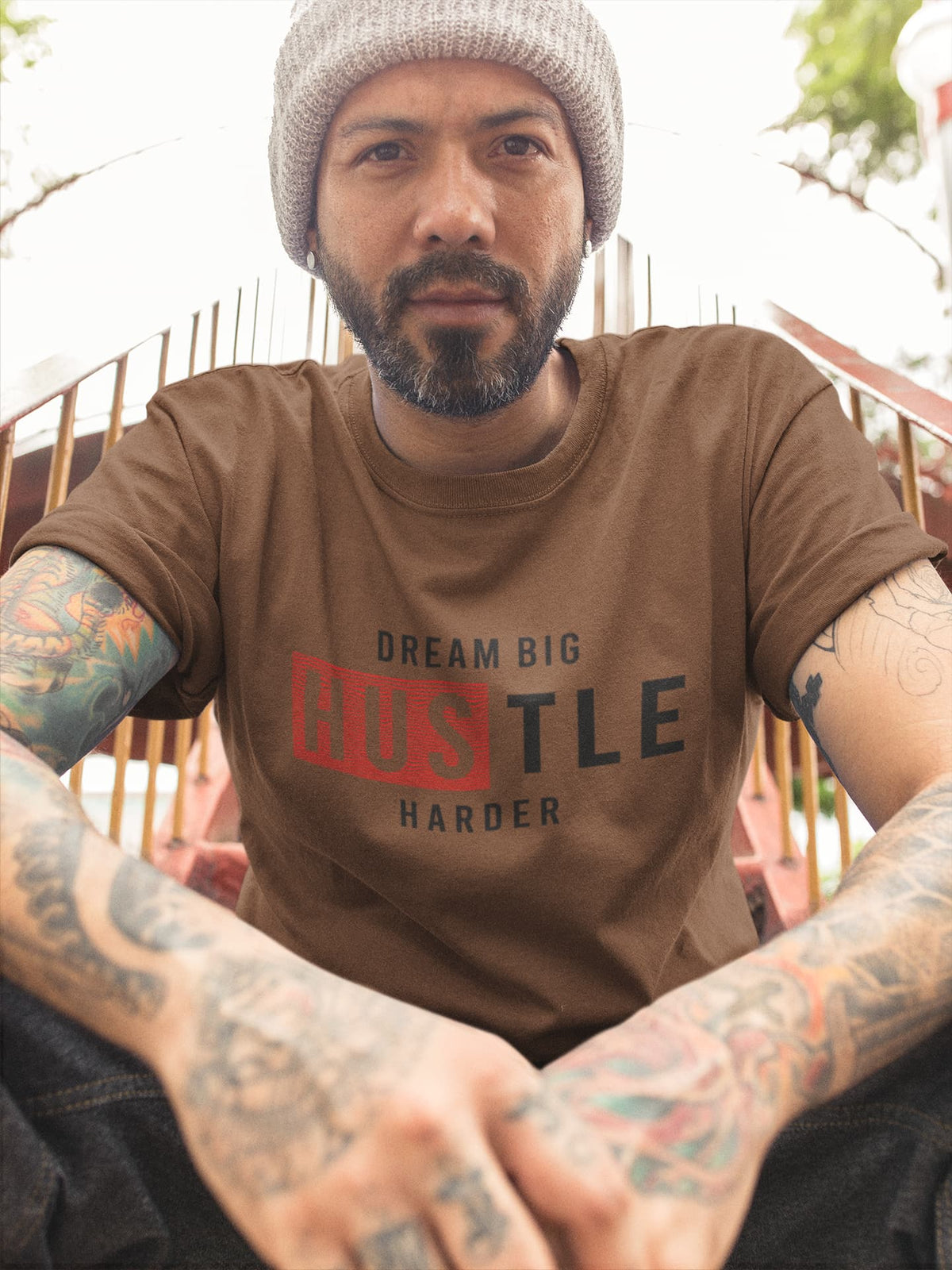 Men's Chocolate Brown Round Neck T-shirts