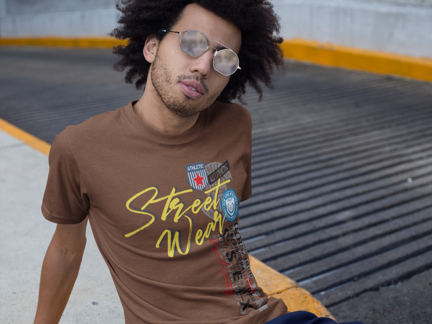 Men's Coffee Brown Round Neck T-shirts