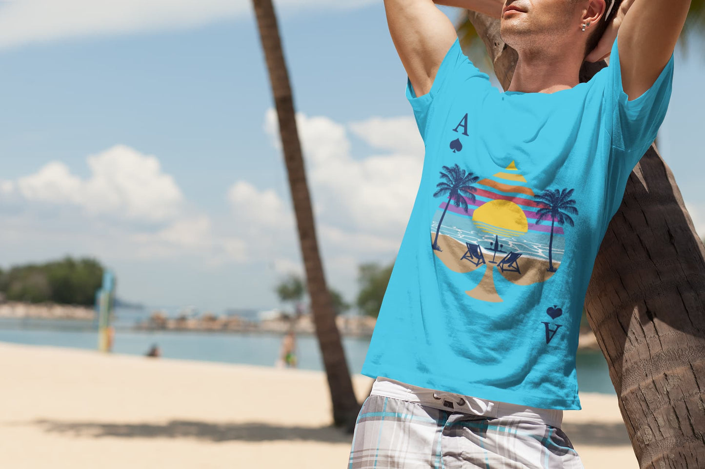 Men's Sky Blue Round Neck T-shirt