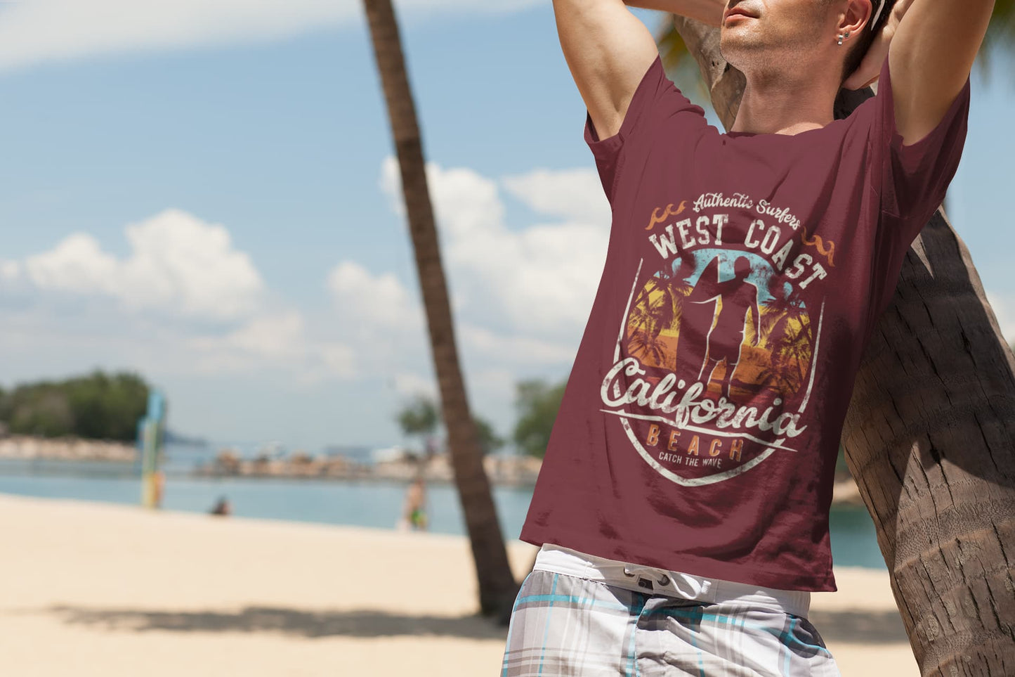 Men's Burgundy Round Neck T-shirts