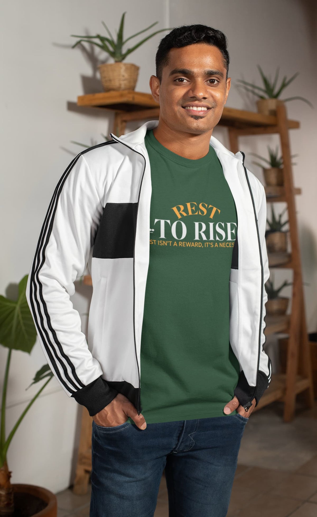 Karavirs® Rest Olive Green graphic tee for men India