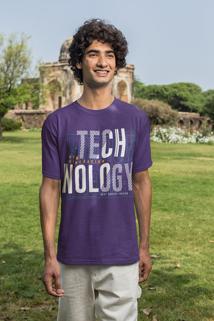 Men's Purple Round Neck T-shirts