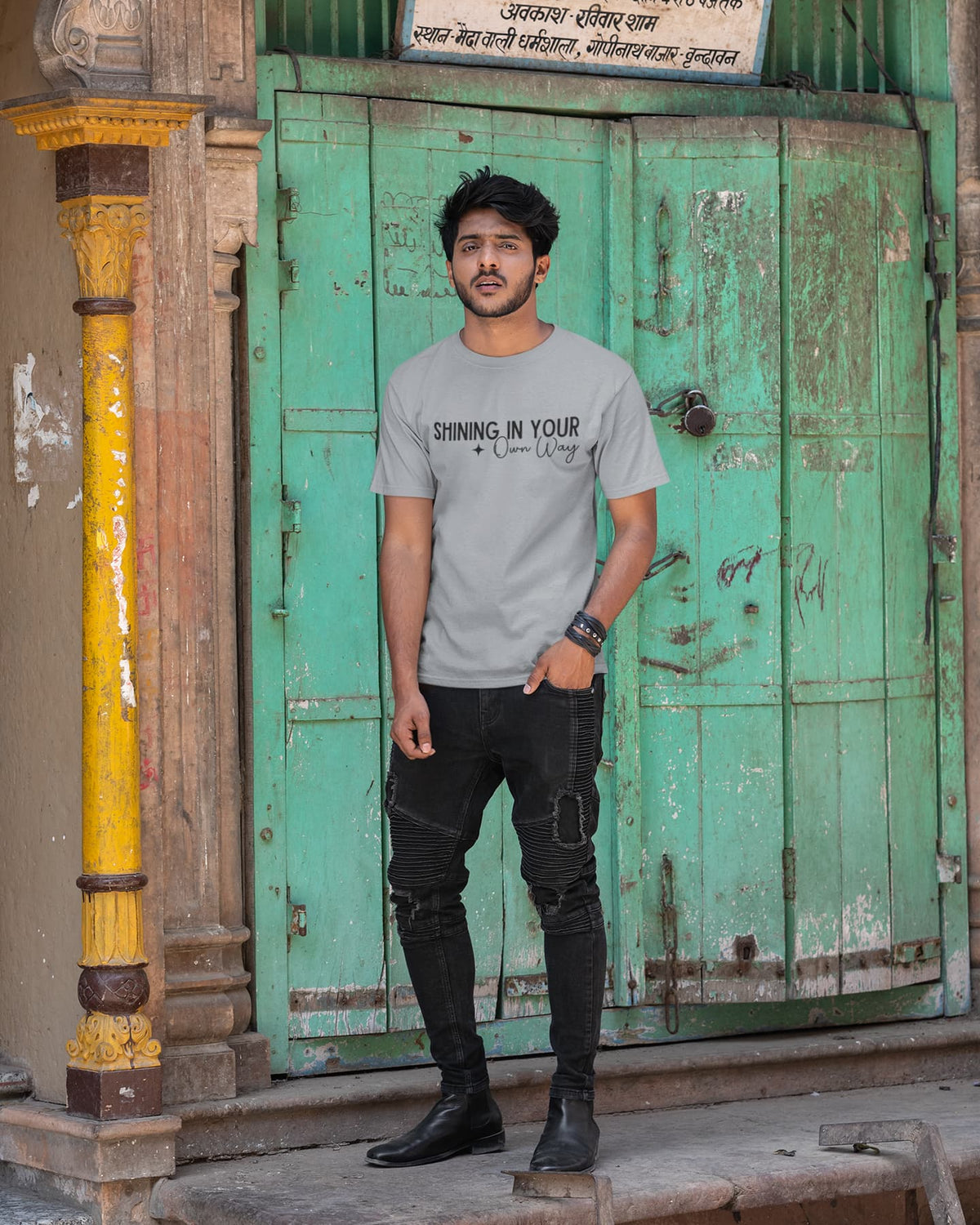 Karavirs® Cypress Silver Frost graphic tee for men India