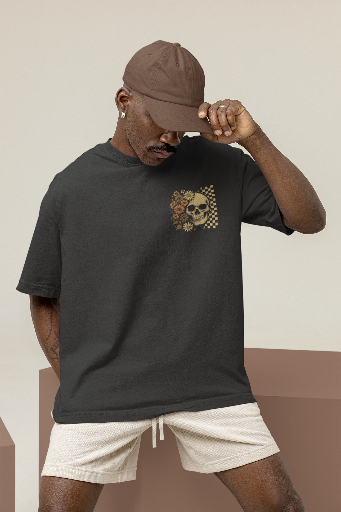 Men's Black Oversized Round Neck T-shirt