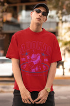 Men's Red Oversized Round Neck T-shirt
