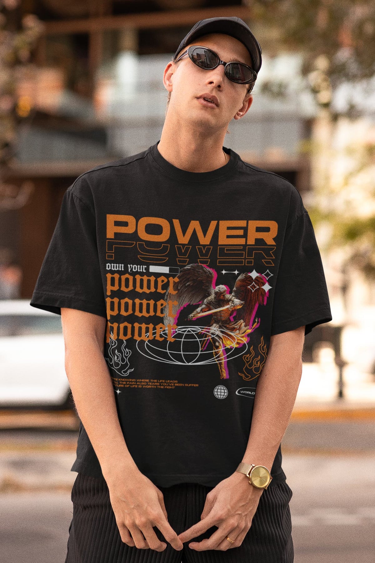 Men's Black Oversized Round Neck T-shirts