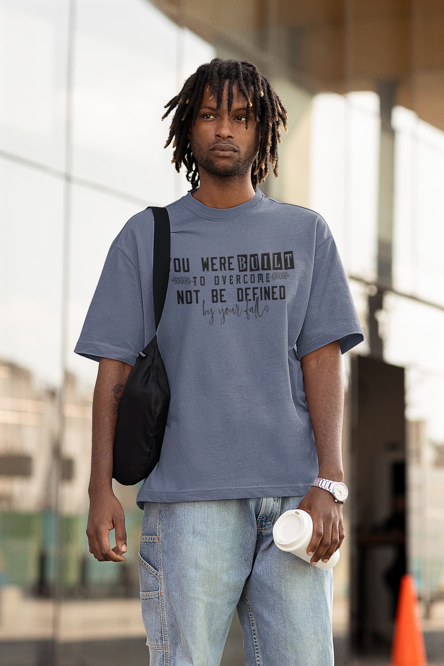 MENS STEEL GREY OVERSIZED ROUNDNECK T-SHIRT