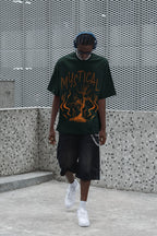 Men's Bottle Green Oversized Round Neck T-shirts