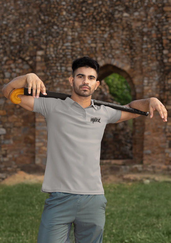 MENS MELANGE GREY POLO T-SHIRT