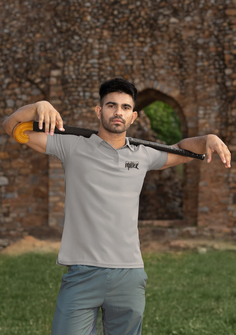 MENS MELANGE GREY POLO T-SHIRT