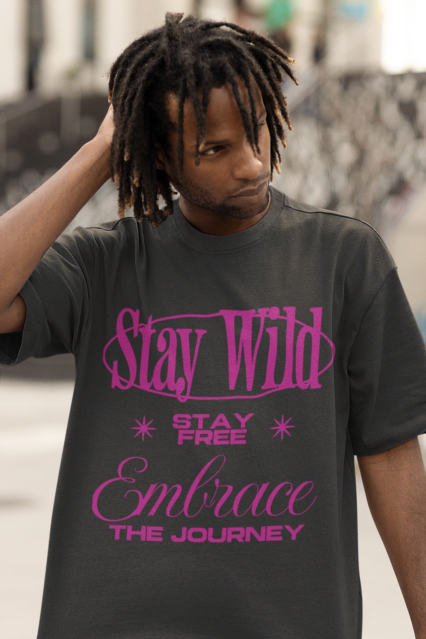 Men's Black Oversized Round Neck T-shirts