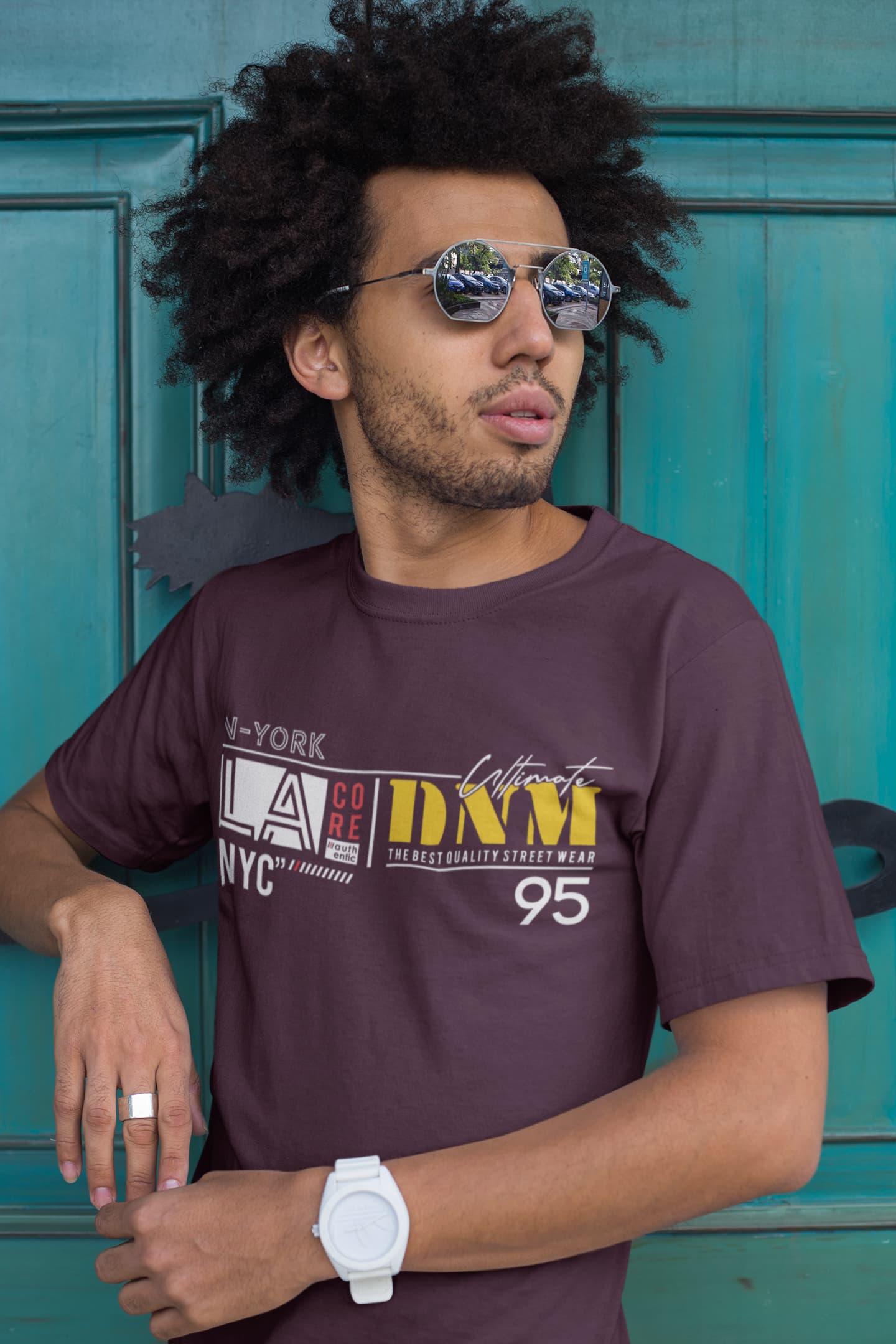 Men's Burgundy Round Neck T-shirts