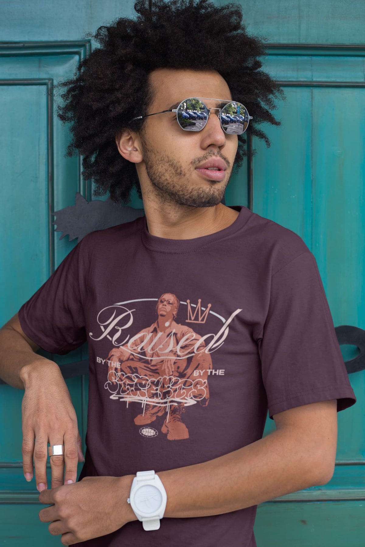 Karavirs® Elevated Burgundy graphic tee for men India