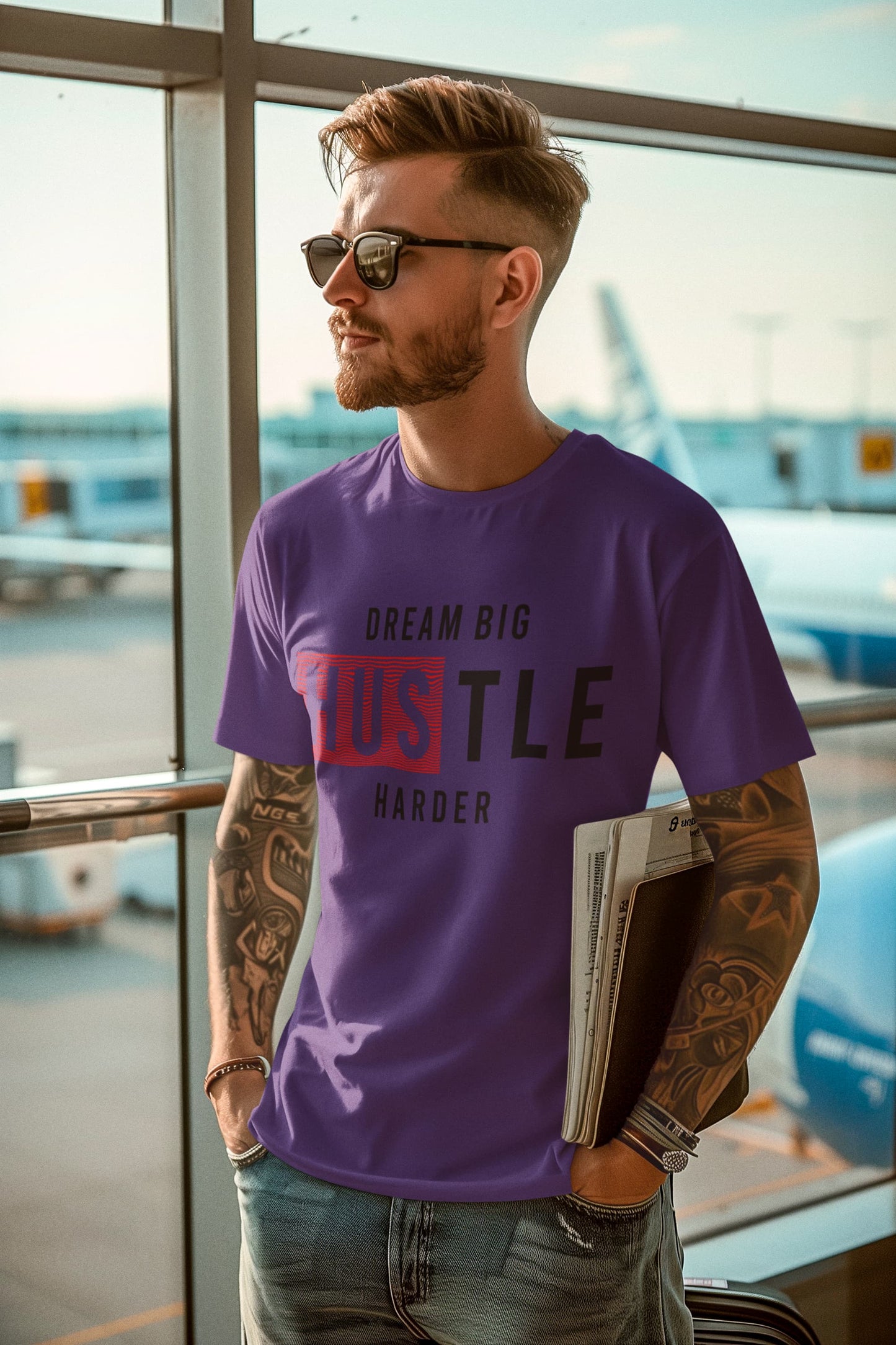 Men's Purple Round Neck T-shirts