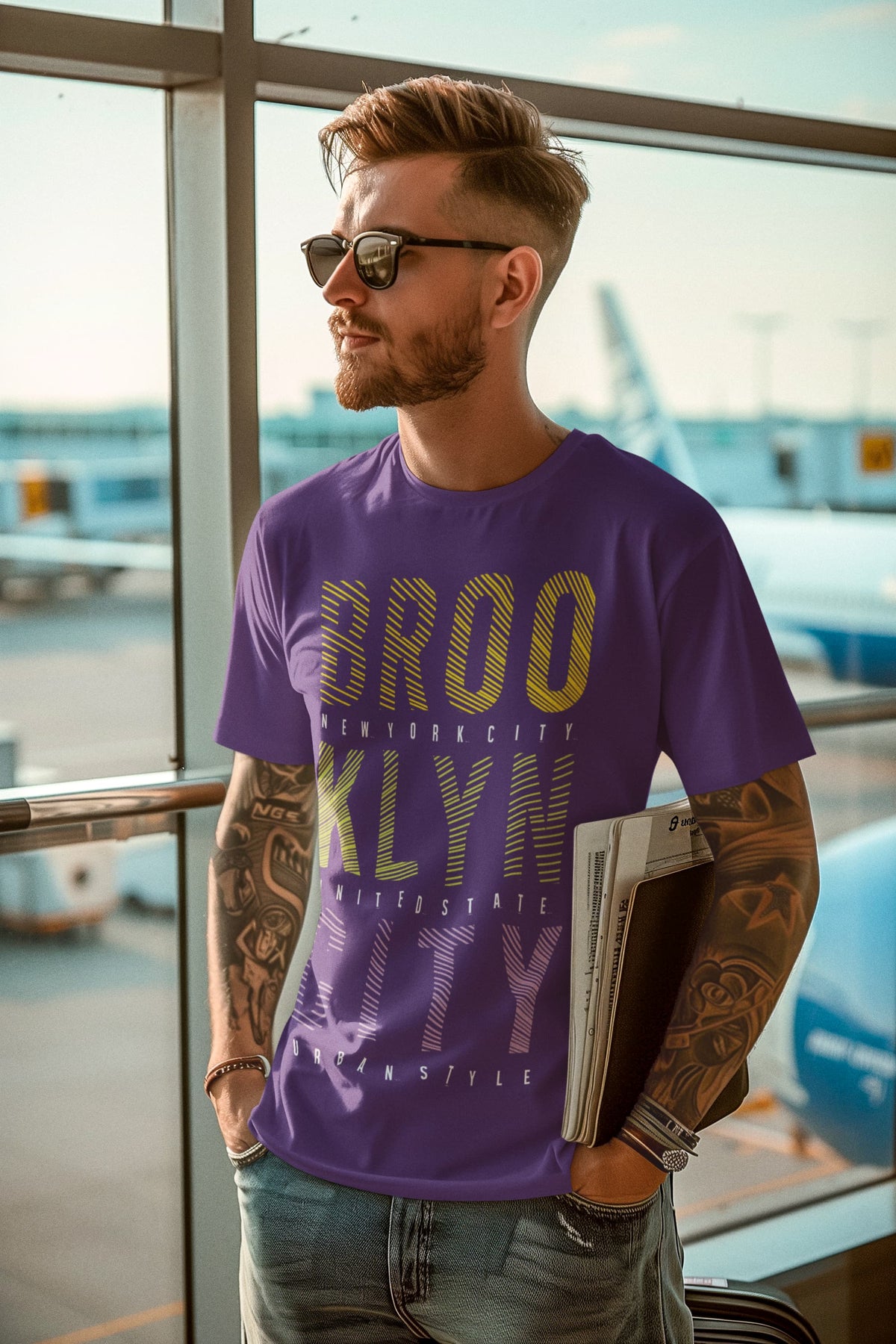 Men's Purple Round Neck T-shirts
