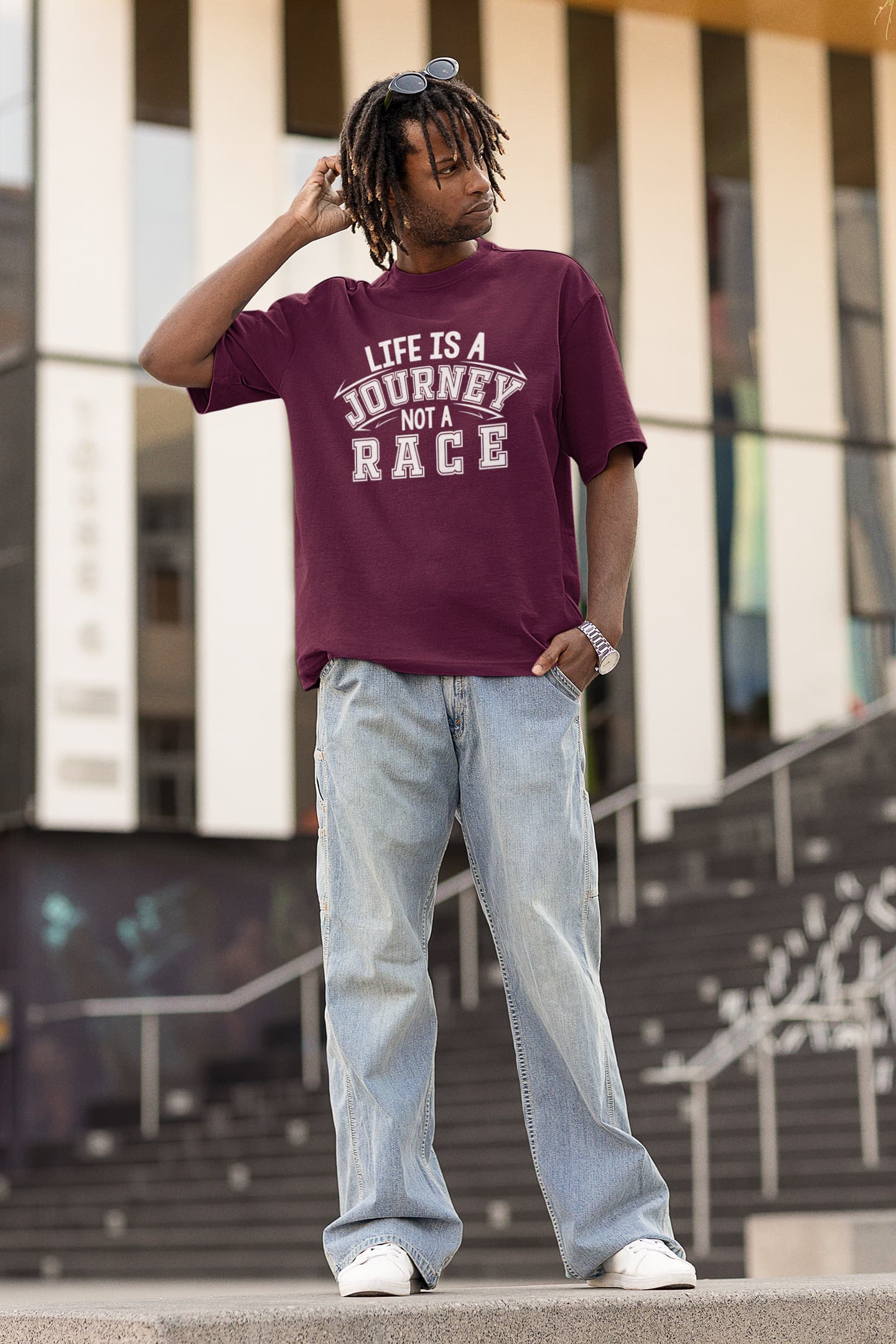 MENS BURGUNDY OVERSIZED T-SHIRT